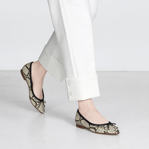 2026SSBI：ポインテッドトゥ フラット バレエシューズ（1333）パイソン/mamian（マミアン）