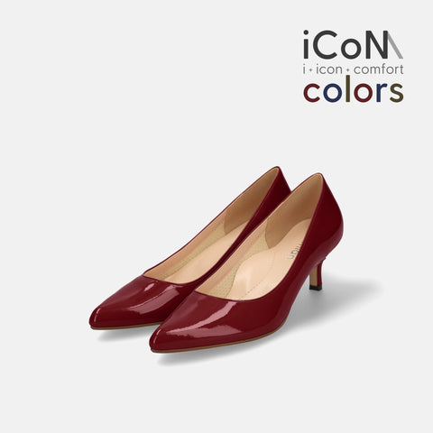 2024AW：iCoN COLORS：ポインテッドトゥ エナメル パンプス（C57171）ワインE/mamian（マミアン）