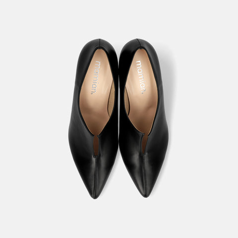 予約：2025AW：フロント スリット ブーティ（7235）ブラック/mamian（マミアン）