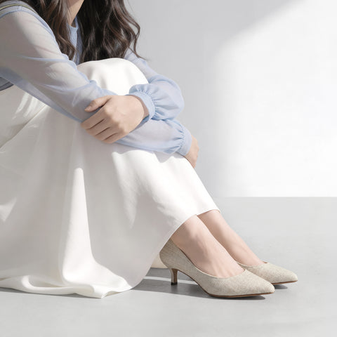 15% OFF: iCoN COLORS: Pointed Toe Linen Pumps (C57175) Kinari L