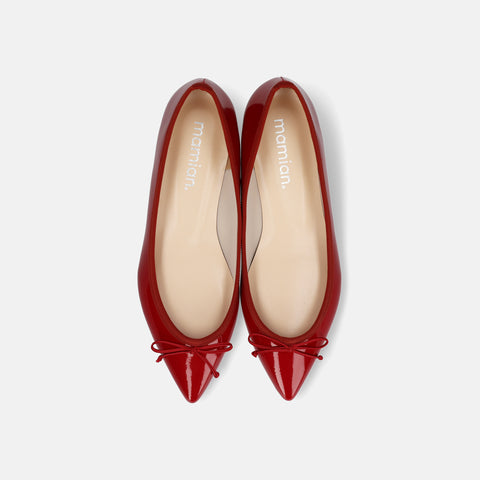 10% OFF: 2024SSBI: Pointed Toe Flat Ballet Shoes (1333) Red E