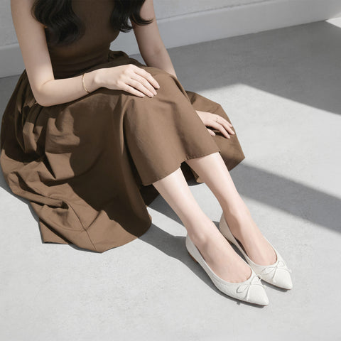 5% OFF: 2024SS: Mesh embossed ballet shoes (m17036) White MS