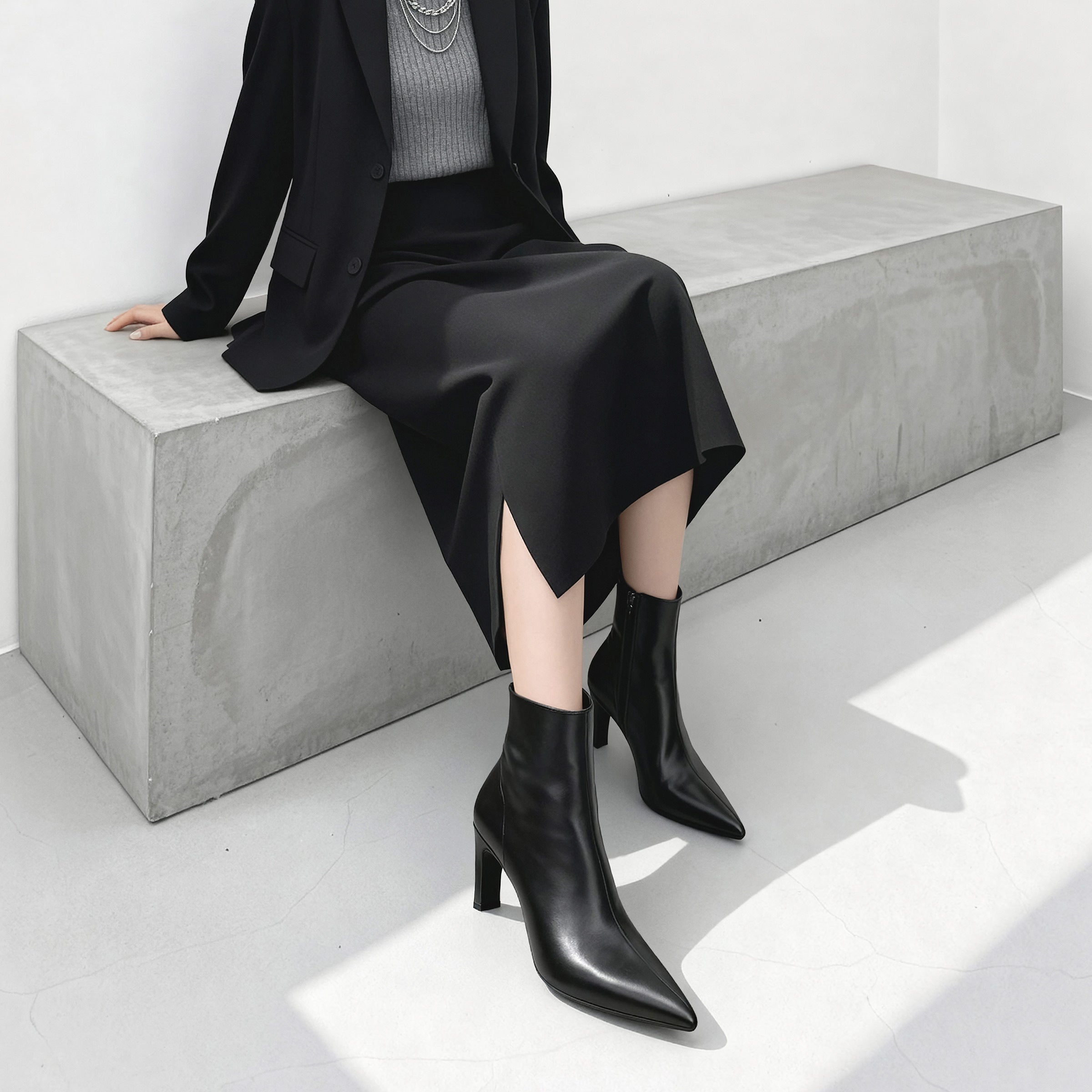 25% OFF: 2023AW: Wide shaft long boots (m81007) Black – mamian