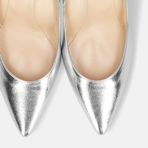 10% OFF: 2024SS: iCoN COLORS: Pointed Toe Smooth Pumps (C76533) Silver
