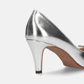 予約：2026SS：リボン付き ポインテッドトゥパンプス（m72027）シルバー/mamian（マミアン）