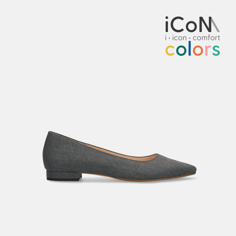 ラストワン50%OFF：iCoN COLORS：ポインテッドトゥ スエード フラットシューズ（C20142）チャコールS/mamian（マミアン）