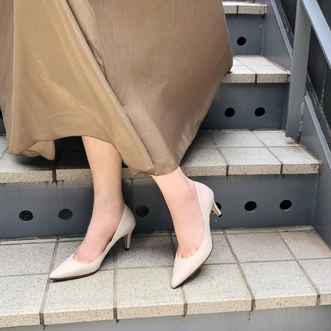 ラストワン50%OFF：iCoN COLORS：ポインテッドトゥ リネン パンプス（C76535）グレージュL/mamian（マミアン）