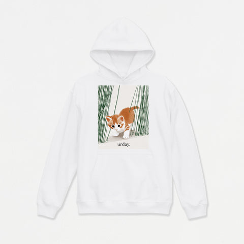 予約：urday【cat】アートワークスウェットプルパーカ（u-a-spk-0001-02）ホワイト